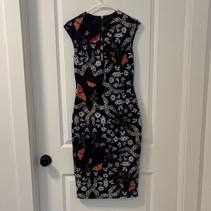 Ted Baker London Black Dress with Floral and Butterfly Print